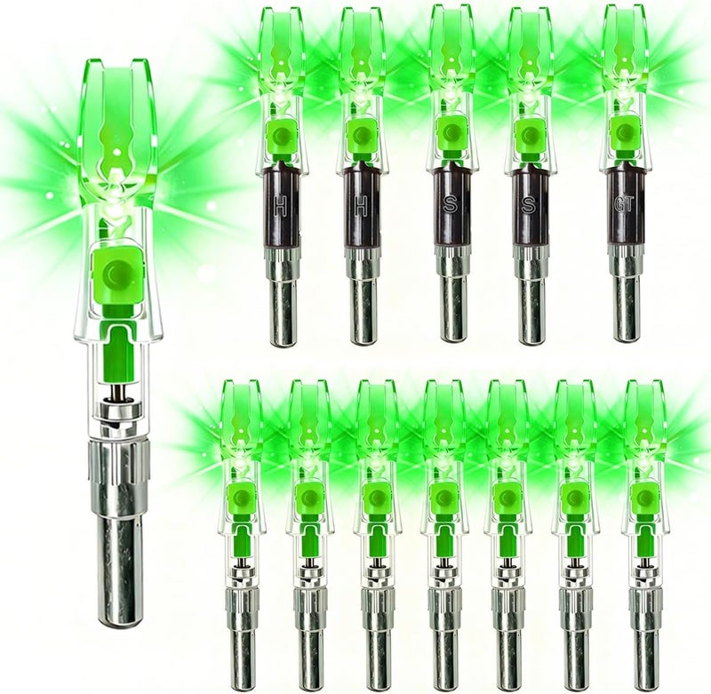 LightingU NoxDyn 12pcs X Lighted Nocks for Arrows with .205'' .232'' .244'' .248'' Inside Diameter with H, S, GT Bushings, High-Visibility Light Up Nocks with ON/Off Switch for Archery - Image 1